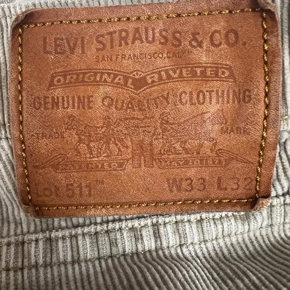 Levi's 511 Premium Slim Fit Gray Corduroy Pants